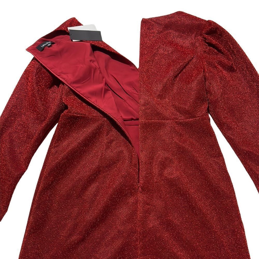 LEA & VIOLA Shimmer Overlay Dress Red MEDIUM - Picture 12 of 16